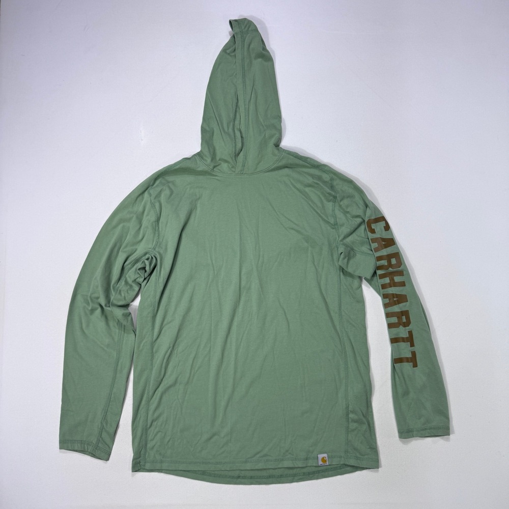 Carhartt Force Relaxed Fit Hooded Shirt Mens Medium Green Graphic Logo TK6654-M